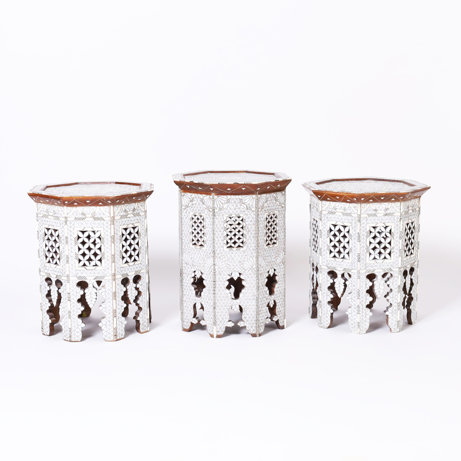 Set of Three Moroccan Mother of Pearl Stands, Priced Individually