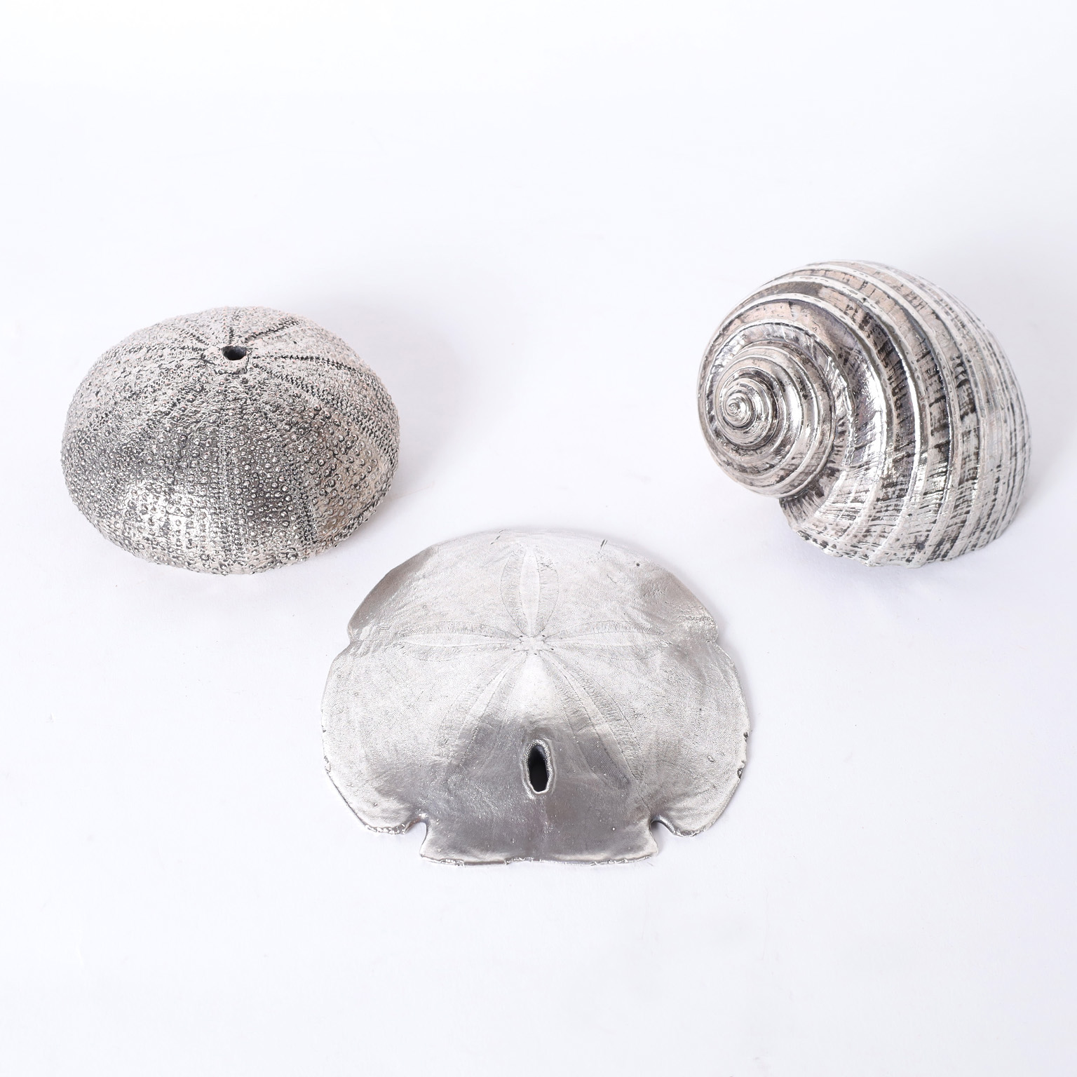Group of Three Silver Plated Seashells, Priced Individually