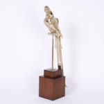 Art Deco Cast Brass Macaw Bird Sculpture