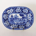 Pair of Antique English Blue and White Chinoiserie Transfer Earthenware Dishes