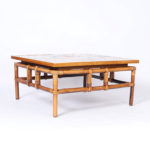 Mid Century Italian Faux Bamboo and Tile Top Coffee Table