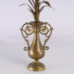 Pair of Tall Italian Brass Floral Garnitures or Sculptures