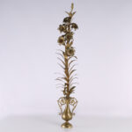 Pair of Tall Italian Brass Floral Garnitures or Sculptures