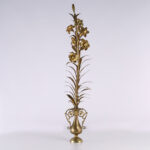 Pair of Tall Italian Brass Floral Garnitures or Sculptures