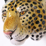 Vintage Italian Earthenware Wall Hanging Leopard Head