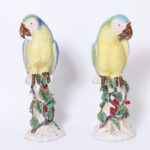 Pair of Large Vintage Glazed Terra Cotta Parrot Sculptures