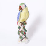 Pair of Large Vintage Glazed Terra Cotta Parrot Sculptures