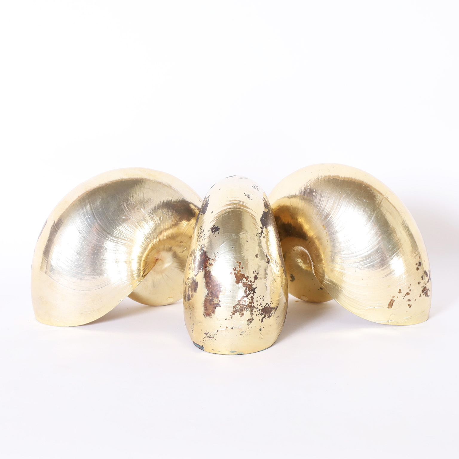 Three Gold Plated Nautilus Shells, Priced Individually