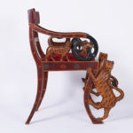 Rare Indian Carved Three Piece Salon Suite with a Bench and Two Chairs