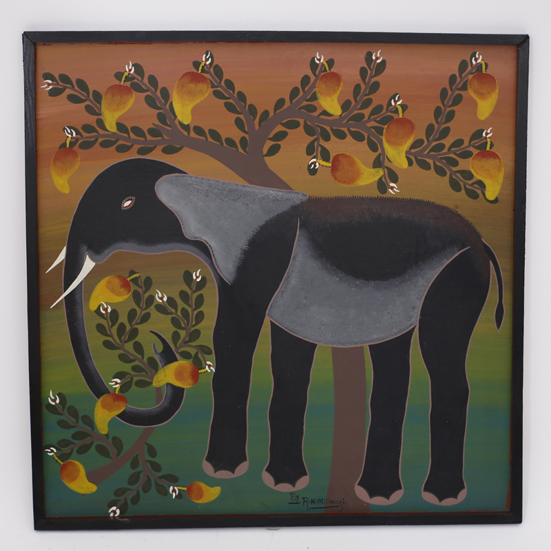 Set of Four African Tingatinga School Paintings on Board of Animals
