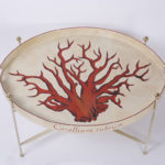 Vintage Tole Tray Table with Red Coral