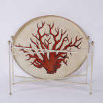 Vintage Tole Tray Table with Red Coral