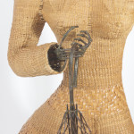 Macabre Mid Century Mario Lopez Torres Woven Wicker Sculpture of a Woman