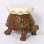 Vintage Glazed Ceramic Tortoise Garden Seat