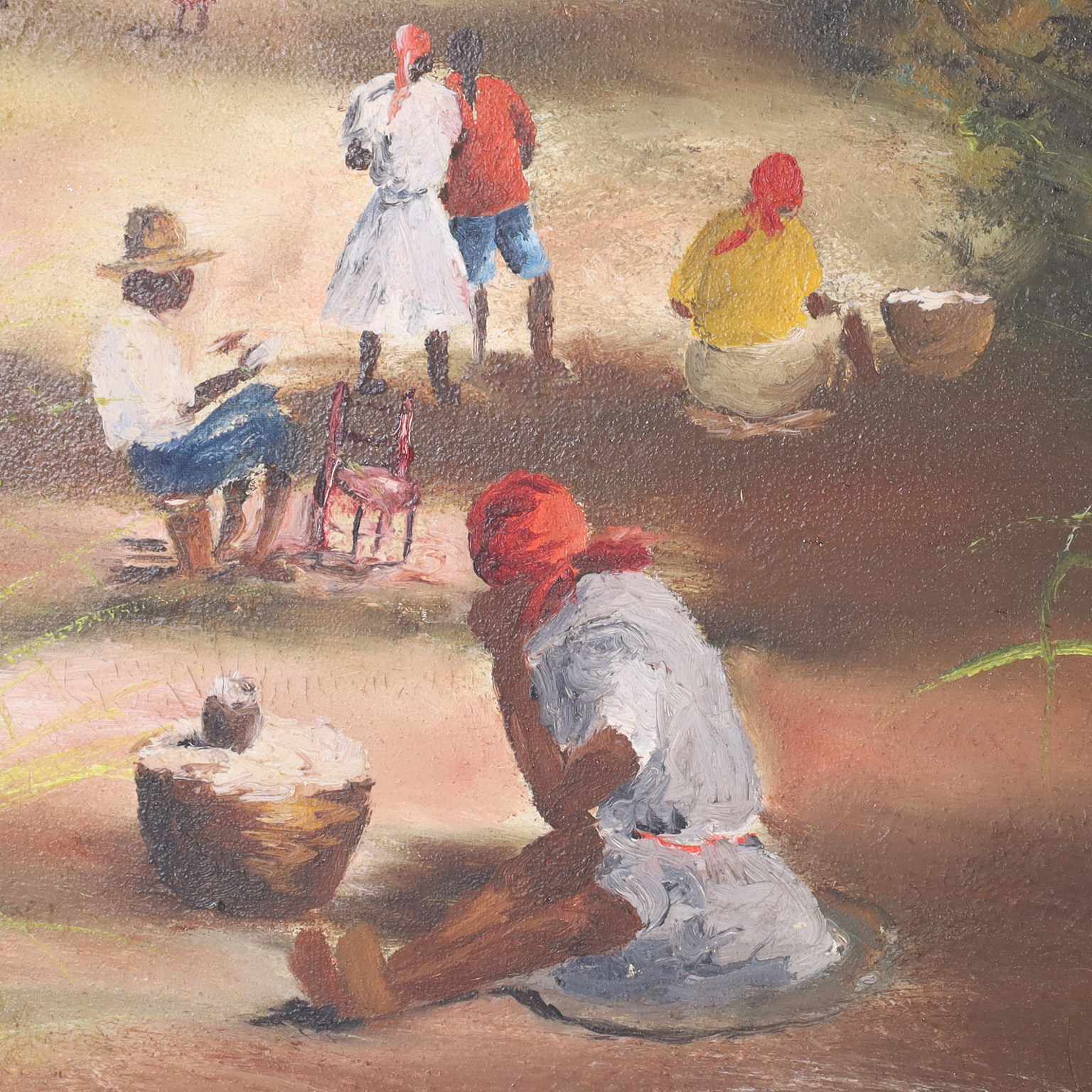 Tropical Oil Painting on Canvas of a Haitian Road by Louverture Poisson