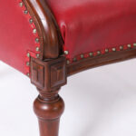 Pair of Antique English Tufted Red Faux Leather Club Chairs