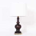 British Colonial Style Turned Wood Table Lamps