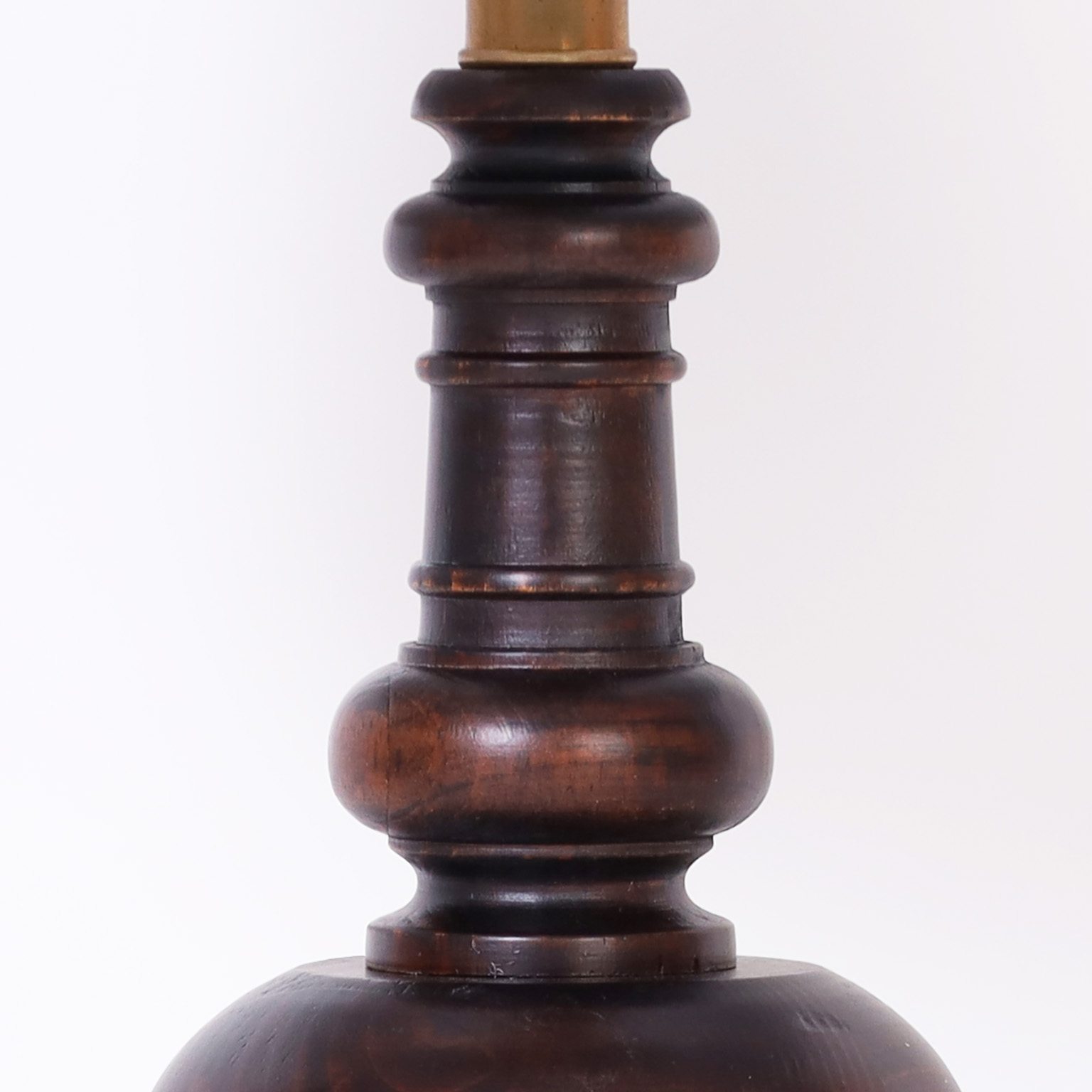 British Colonial Style Turned Wood Table Lamps