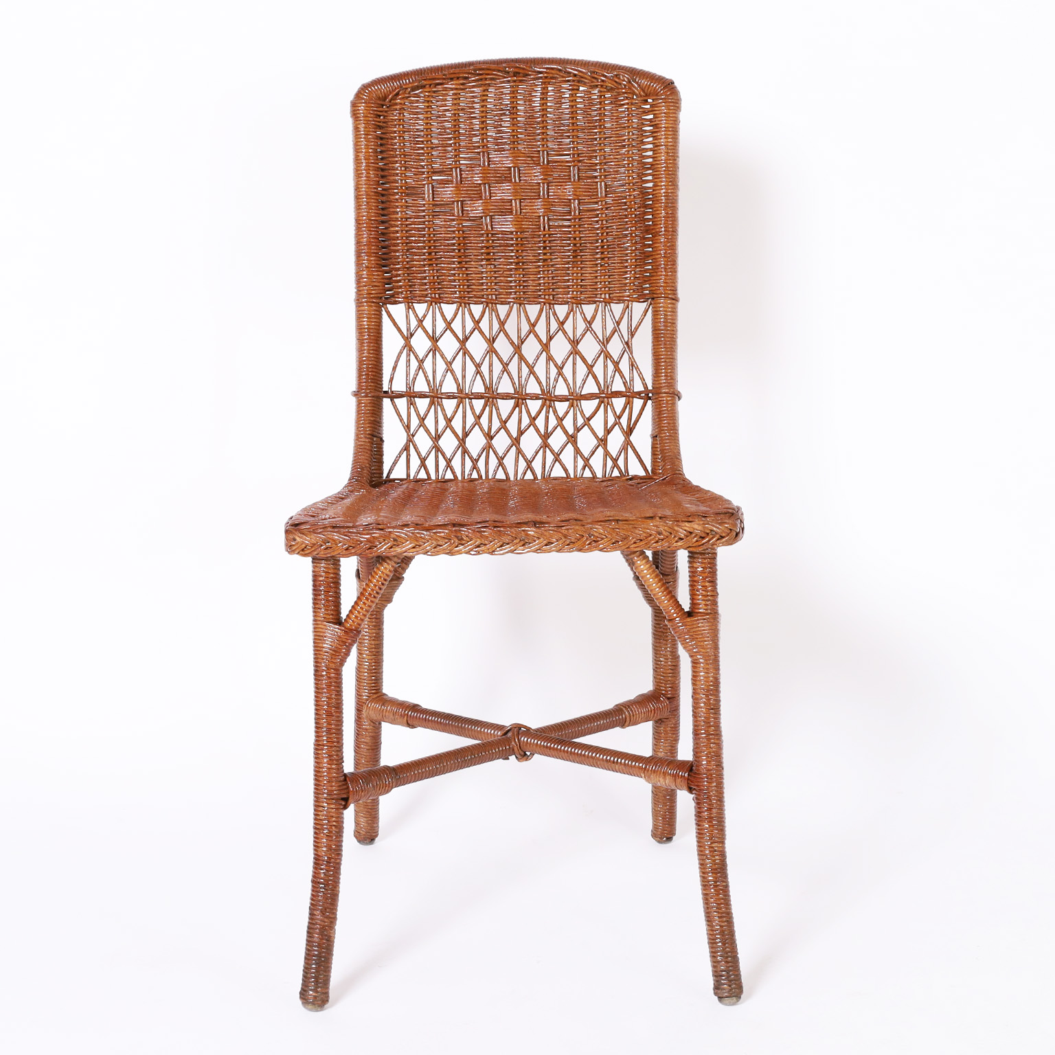 Set of Twelve Vintage Wicker Dining Chairs