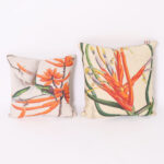 Two Botanical Down Filled Linen Throw Pillows