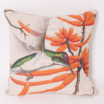 Two Botanical Down Filled Linen Throw Pillows