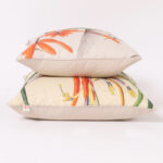 Two Botanical Down Filled Linen Throw Pillows