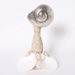 Two Pairs of Italian Coral and Seashell Sculptural Candlesticks, Priced Per Pair