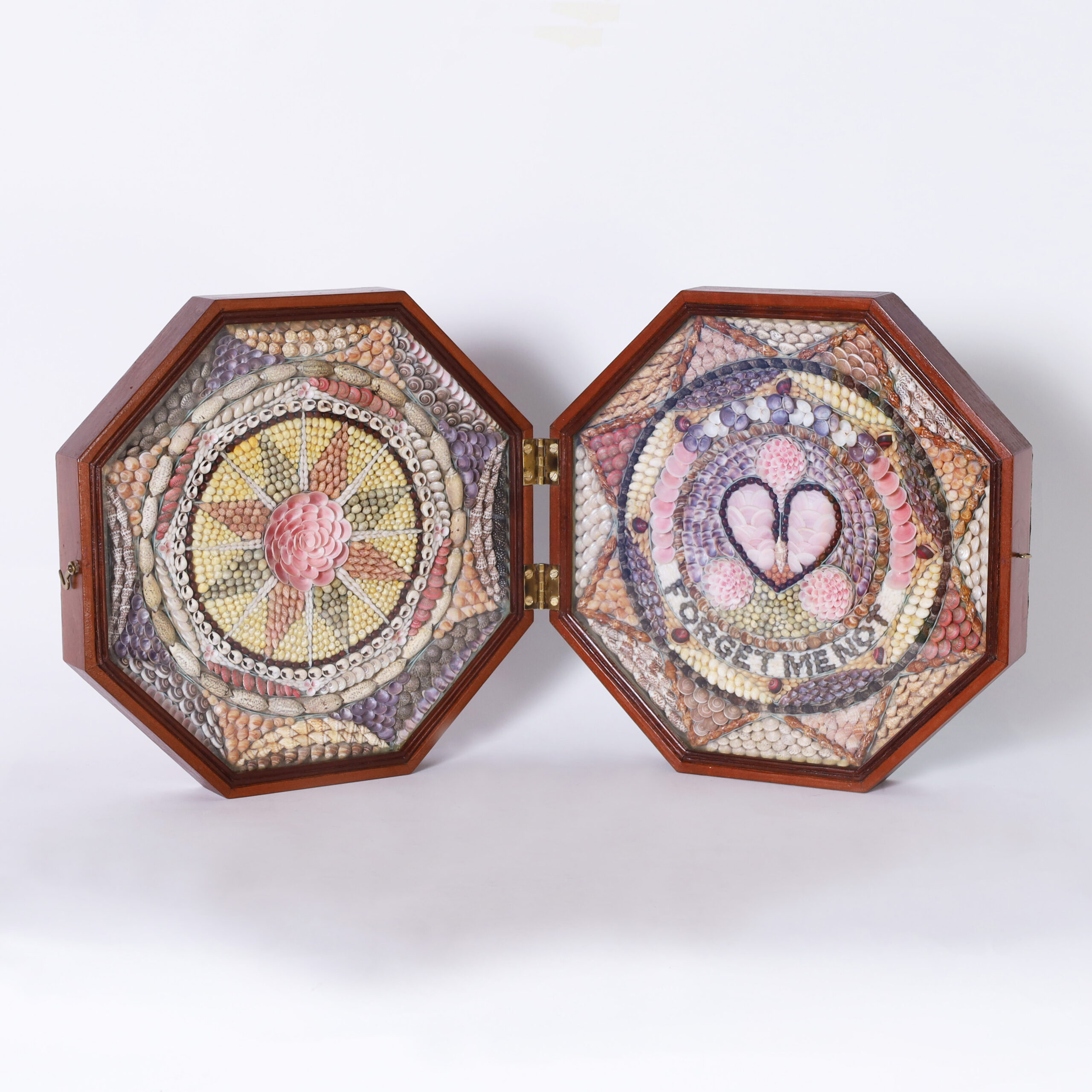 Two Vintage Sailor’s Valentines in an Octagonal Hinged Box