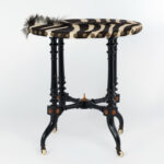 Antique British Colonial Victorian Zebra Top Safari Table