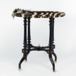 Antique British Colonial Victorian Zebra Top Safari Table