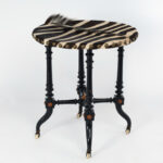 Antique British Colonial Victorian Zebra Top Safari Table