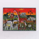 African Folk Art Painting on Canvas of Animals