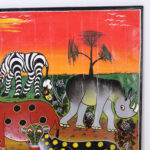 African Folk Art Painting on Canvas of Animals