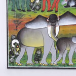 African Folk Art Painting on Canvas of Animals