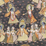Vintage Anglo Indian Pishhwai Painting of Dancing Krishna