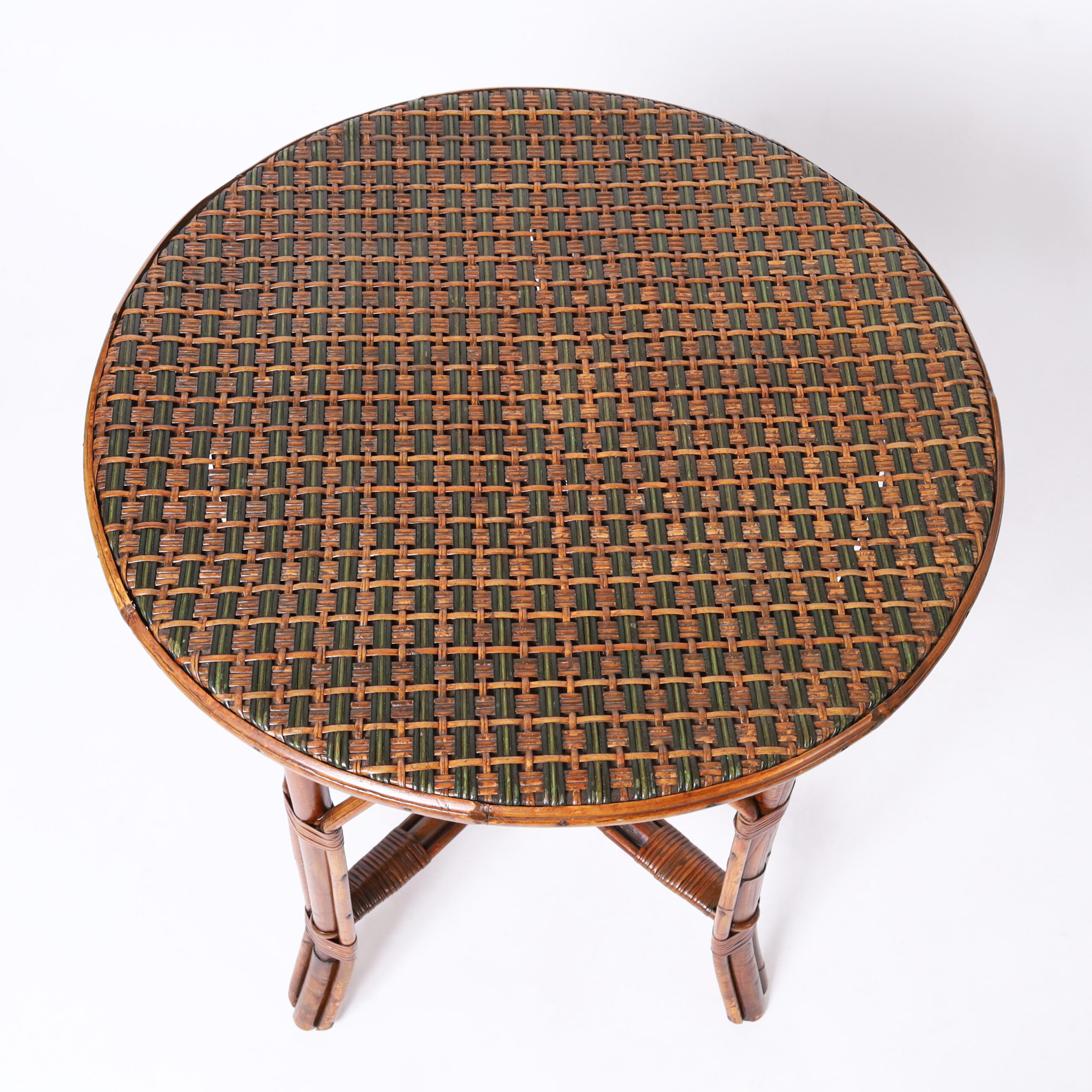 Vintage Bamboo and Rattan French Bistro Table and Chairs