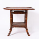 Vintage Faux Bamboo and Grasscloth Two Tiered Table