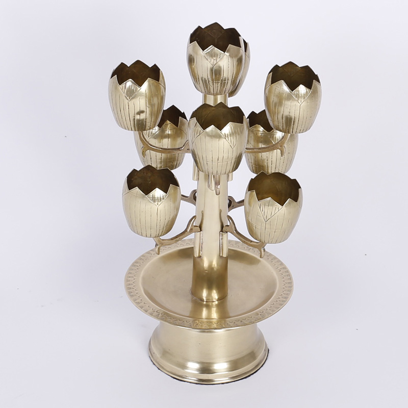 Mid Century Brass Tulip or Lotus Candle Holder