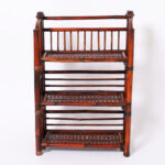 Mid Century & British Colonial Style Bamboo Three Tiered Folding Etagere