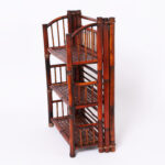 Mid Century & British Colonial Style Bamboo Three Tiered Folding Etagere