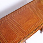 Vintage British Colonial Style Faux Bamboo Leather Clad Desk by Maitland-Smith