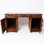 British Colonial Style Faux Luggage Leather Top Desk