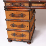 British Colonial Style Faux Luggage Leather Top Desk