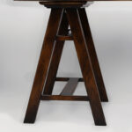 Vintage Campaign Style Leather Top Sawhorse Desk