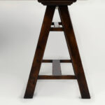 Vintage Campaign Style Leather Top Sawhorse Desk