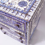 Blue and White Porcelain Mosaic Vintage Chest of Drawers