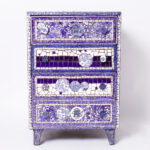 Blue and White Porcelain Mosaic Vintage Chest of Drawers