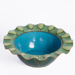 Mid Century Chinese Cloisonne Cabbage Leaf Lidded Bowl