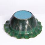 Mid Century Chinese Cloisonne Cabbage Leaf Lidded Bowl