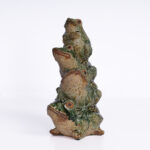 Vintage Chinese Glazed Terra Cotta Stack of Frogs